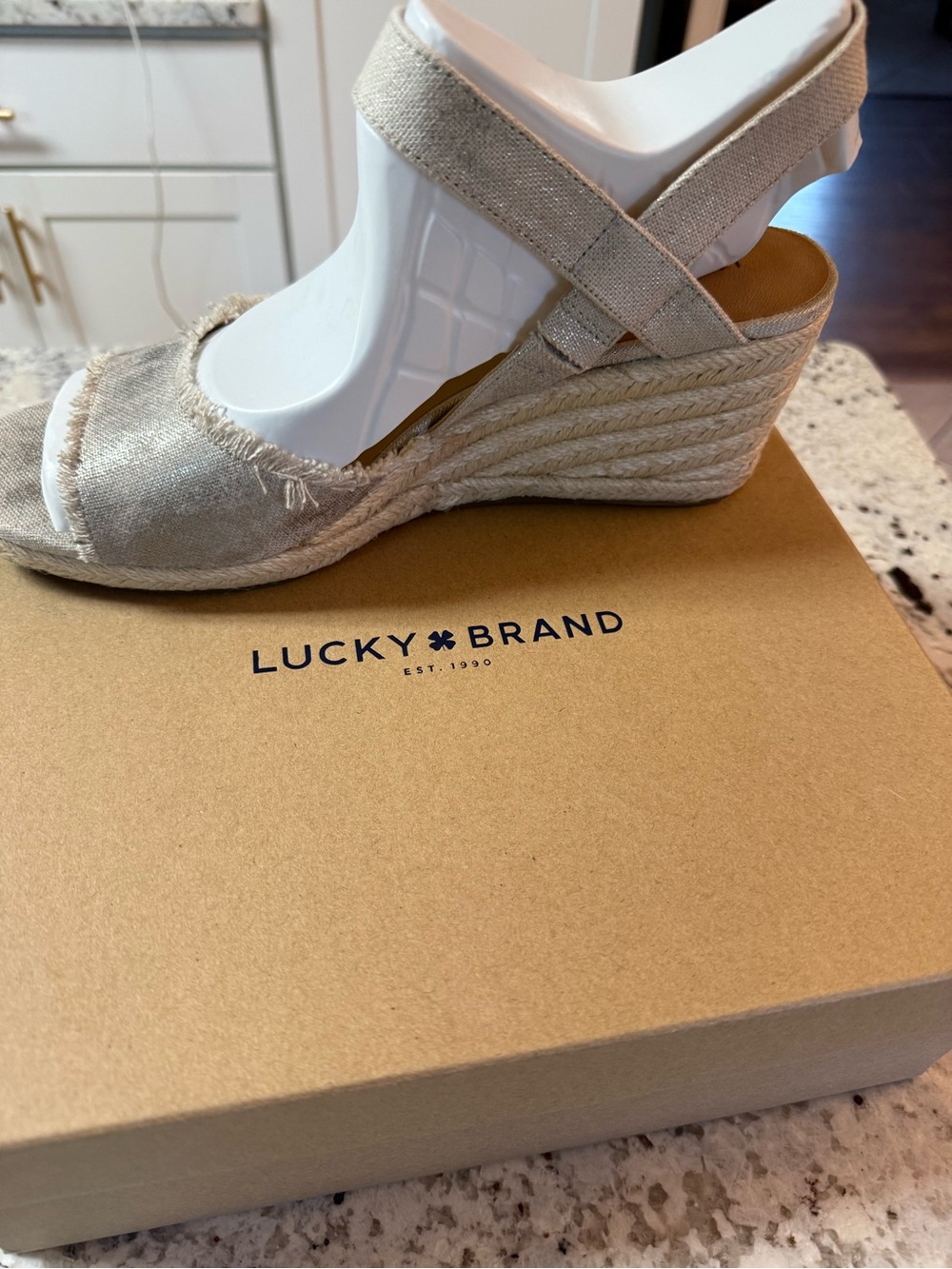 Lucky Brand Natural Platinum Espadrille Wedge Sandals